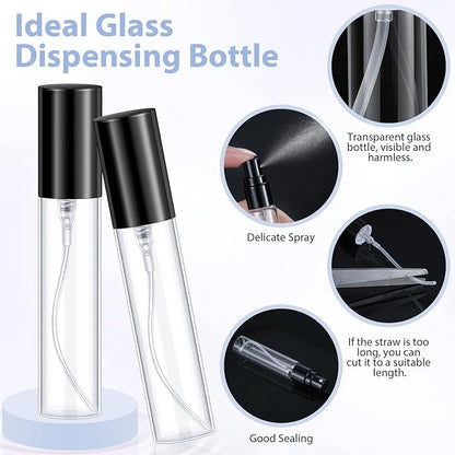 Yinder 25 Pcs 10 ml Glass Refillable Perfume Bottles Bulk Travel Empty Perfume Atomizer Sprayers Portable Spray Bottles Mini Sample Fragrance Containers, Black