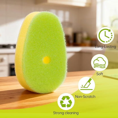 8 Packs Non Scratch Powerful Cleaning Sponge Refillsa - Compatible with Scrub Daddy Wand. Green.