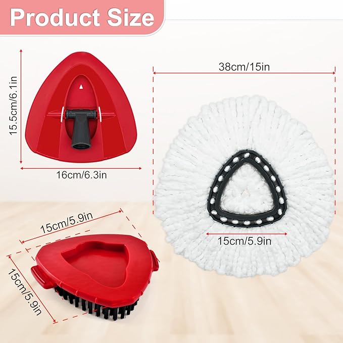 Mop Heads Replacement for Ocedar, Mop Replace Head for Ocedar EasyWring 1 Tank, Microfiber Spin Mop Refills, Include 2 Mop Replacement Head Deep Cleaning, 1 Mop Base and 2 Upgraded Scrubber Mop Head