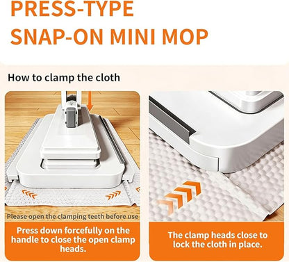 Clip on Mini Mop for Kitchen Counter & Floor – No Wash & Cloth Changing Lazy Mop | Automatic Gripping & Zero-Touch Press-Grip System with 20 Cloths