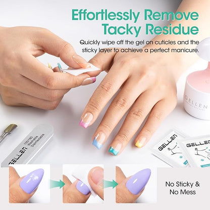 Gellen 400 Pack Nail Prep Cleanser Pads, Alcohol Pads for Nails, Individually Wrapped Nail Prep Pads, Lint-free Tacky Layer Residue Wipes for Acrylic & Builder Gel Polish Press-ons