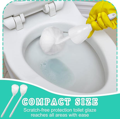 Eaasty Toilet Bowl Mop Toilet Bowl Brush White Soft Swab Bathroom Brush with Holder Long Handle Cleaning Scrubber Bathroom Accessories(12 Pcs)