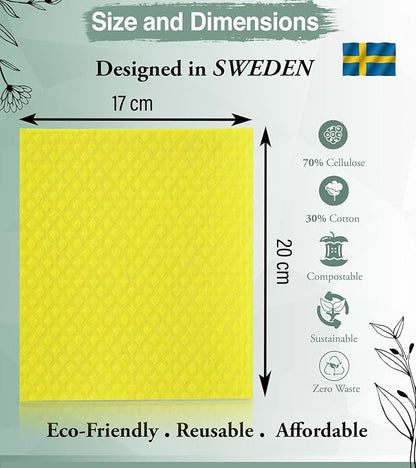 Swedish Dishcloths for Kitchen,10 Pack Reusable Cellulose Sponge Cloths – Ultra Absorbent, Eco-Friendly Cleaning Towels – No Odor, Assorted Dishcloths for Washing Dishes & General Cleaning.