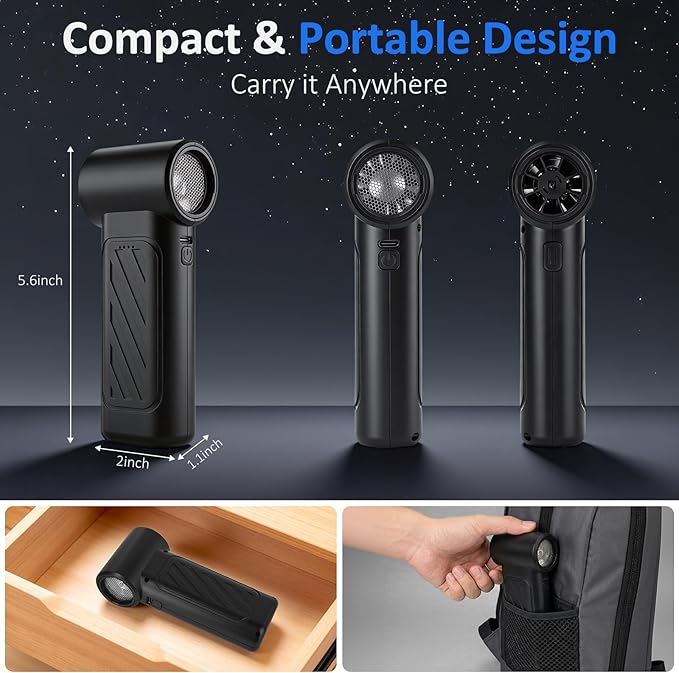 Compressed Air Duster, 130,000RPM Ultra-Powerful Cordless Electric Air Duster with 4000mAh Rechargeable Battery, 3-Gear Adjustable Air Blower for Keyboard, Computer, Car, Home Cleaning