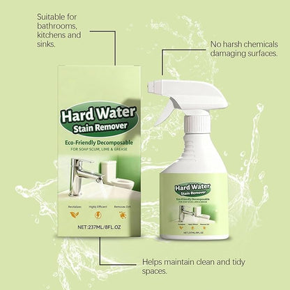 Water Stain Remover, 237ML Soap Scum Cleaning Agent, Glass Hard Water Shower Cleaner Spray, HardWater Spot Remover Spray, for Shower Bathtub Faucet Sink Bathroom Kitchen Apartment