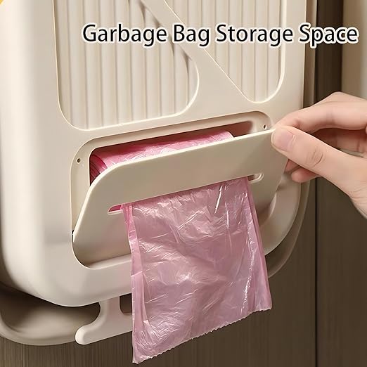 Hanging Trash Can for Kitchen Cabinet Door with 80 Garbage Bags, 2.7 Gallon Collapsible Trash Bin for Under Sink, Bathroom, Car, RV, Office (LargeGrey)