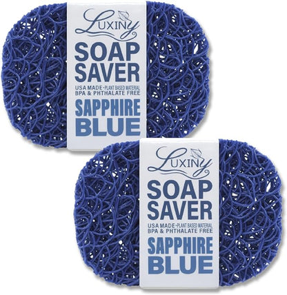 Soap Savers for Bar Soap, American Made by Luxiny, Lifts Soap in Soap Dishes & Shower Soap Holders -Handmade Soap Lasts Longer - Made from Plant Based Materials, 2 PK (Sapphire Royal Blue)