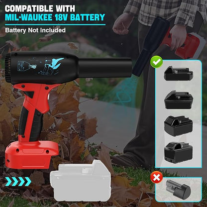 500W Cordless Air Duster for Milwaukee 18V M18 Battery, 400G High Power Wind Speed Compressed Air Blower, Rechargeable Electric Jet Dry for Keyboard PC Electronics Cleaning Replace Canned Air