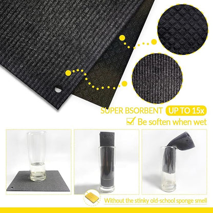 6 - Pack Swedish Kitchen Dish Cloths - Reusable Paper Towels for Counters & Dishes - Eco Friendly Cellulose Sponge Cloth - (Black)