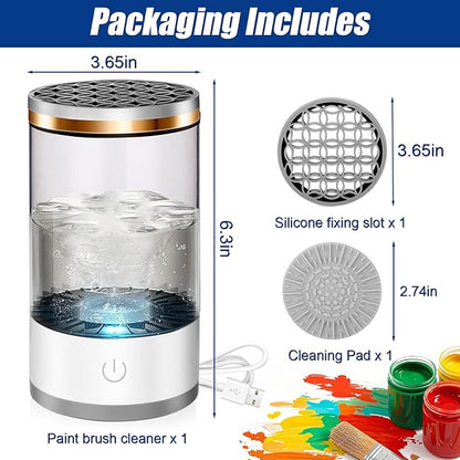 XANGNIER Electric Paint Brush Cleaner Machine with Cleaning Pad, Sonic Rotation Technology for Effortless Brush Cleaning, Perfect for Acrylic, Watercolor, Oil, Must-Have Tool for Artists & Hobbyists