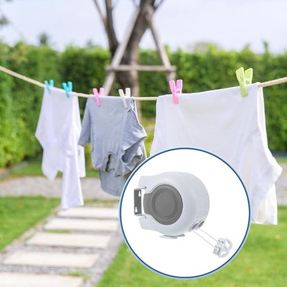 uxcell Retractable Double Clothesline Outdoor Indoor, 49Ft Heavy Duty PVC Clothes Line Retracting Laundry Line with 24 Pcs Clothespins for Wet Dry Clothing, White