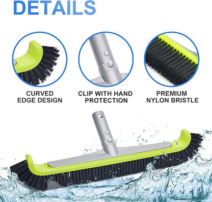 Sepetrel 17.5" Pool Brush Head for Cleaning Walls,Heavy Duty Inground/Above Ground Swimming Pool Scrub Brushes with Premium Strong Bristle & Reinforced Aluminium Back