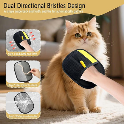 2 Pcs Electrostatic Pet Hair Removal Glove, 2026 Newly Magic Brush Pet Hair Remover for Dogs & Cats, Reusable Animal Fur Grooming Tool for Cleaning Hair on Furniture, Couch, Car Seats, Carpet