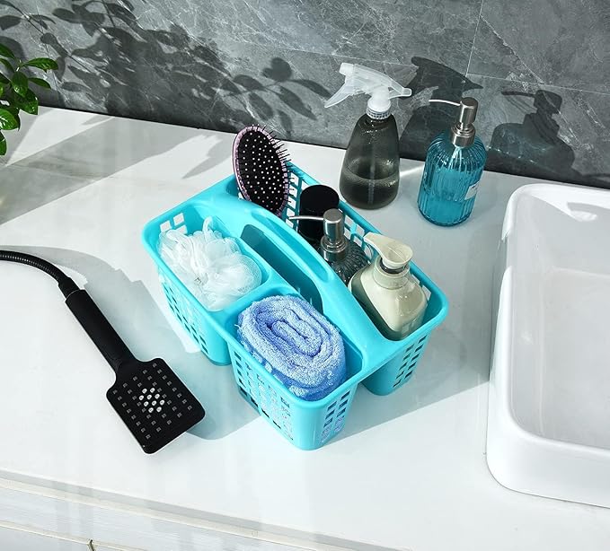 Portable Shower Caddy Basket,Convenient Cleaning Supplies Organizer with Compartments and Handle,Ideal for Bathroom, Bedroom, Kitchen, College Dorm,Garden,etc.Blue-2 Pcs
