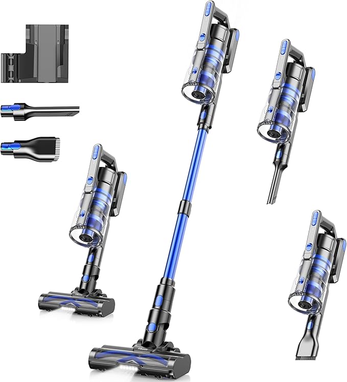 Tikom Cordless Vacuum Cleaner for Home, 450W/40000pa Stick Vacuum, Anti-Tangle, Lightweight Handheld Vacuum for Hard Floor, Pet Hair, V700