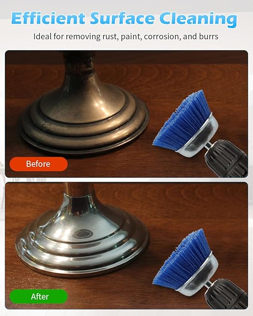 Rocaris 18 Pack Nylon Filament Abrasive Wire Brush Wheel & Cup Brush Set with 1/4 Inch Hex Shank, for Removal of Rust/Corrosion/Paint - 80 Grit, 120 Grit, 240 Grit