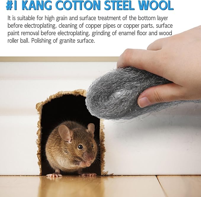 16.4 Inch x 3.54 Inch Steel Wool Fill Fabric, Steel Wool Blend Hardware Cloth Gap Blocker for Hole Wall Cracks Vents (4 Rolls)