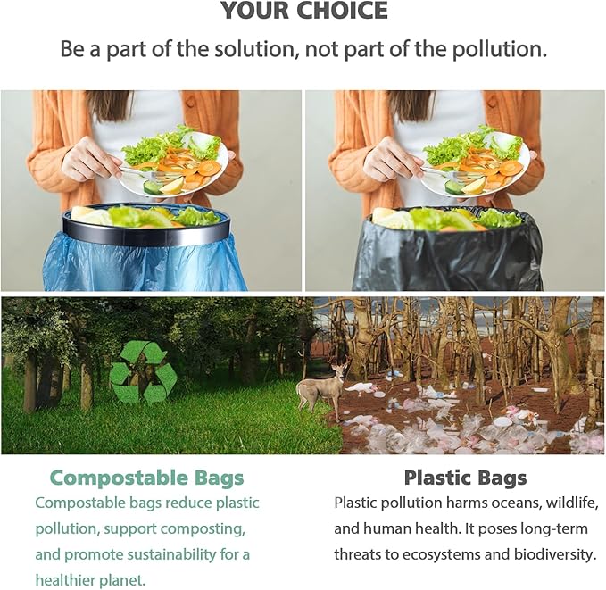 Small Trash Bags, AYOTEE 4-6 Gallon Compostable Garbage Bags, 4 Gallon Trash Bags, Unscented Leak Proof Biodegradable Bags Wastebasket Liners, Bathroom trash bags, Compost Bags (100 Counts, Blue)