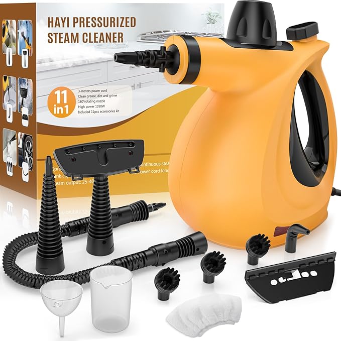 Handheld Pressurized Multi-Surface Steam Cleaner, Ease of Cleaning 100% Chemical-Free Steam Cleaner for Home with 11pcs Accessories, Portable Steamer for Deep Cleaning Tile, Grout, Window, Couch,Car
