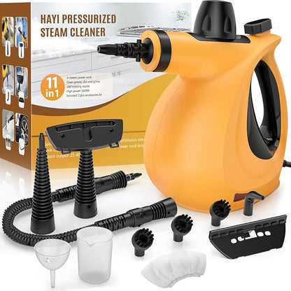 Handheld Pressurized Multi-Surface Steam Cleaner, Ease of Cleaning 100% Chemical-Free Steam Cleaner for Home with 11pcs Accessories, Portable Steamer for Deep Cleaning Tile, Grout, Window, Couch,Car