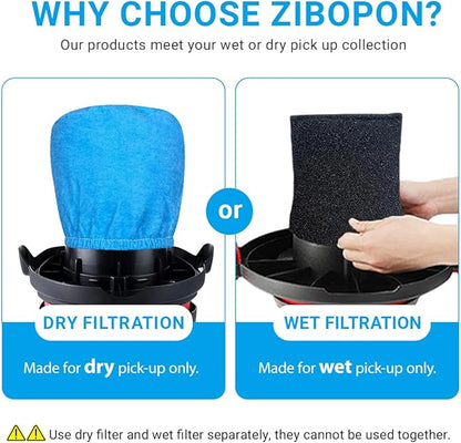 8 Pack VRC2 Cloth Filters & 2 Pcs VFF21 Foam Filter Kit Compatible with Vacmaster 1.5 to 3.2 Gallon Wet/Dry Vac, Fit for Armor All 2.5 Gallon Shop Vacuum: AA255, AA255W