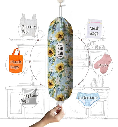 Sunflower Grocery Bag Holder,Plastic Bag Organizer Storage,Sunflower Kitchen Decor 23" x 9"