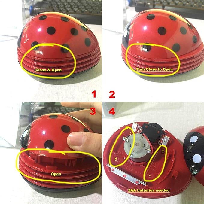 Ladybug Cartoon Mini Vacuum Cleaner Desktop Vacuum Dust Keyboard Sweeper Cordless Portable Corner Cute 2Pcs