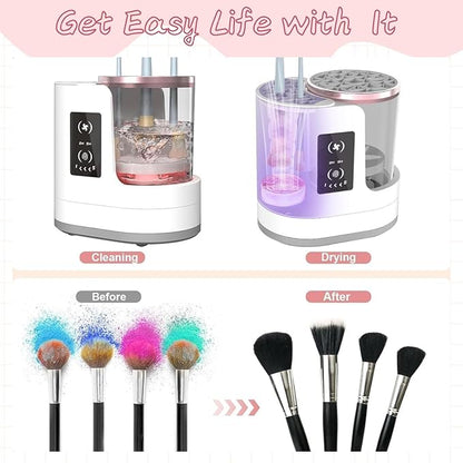 Portable Makeup Brush Cleaner Machine with Automatic Drying, Electric Brush Cleaner for Sensitive Skin, Large Makeup Brushes & Daily Beauty Routine, Professional Makeup Brush Cleaning Tool