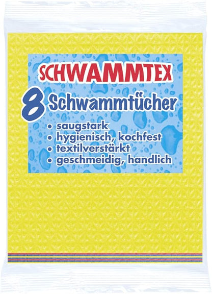 Spontex Sponge Cloth Value Pack of 8, Extremely Absorbent and Durable, Made of Viscose, Biodegradable (1 x 8 Pieces)
