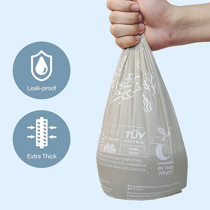 Compostable Trash Bags 4 Gallon, Small Compost Bags for Countertop Bin and Kitchen Food Scrap Waste, US BPI ASTM D6400 Certified, Extra Strong and Leakproof, Unscented, 200 Count