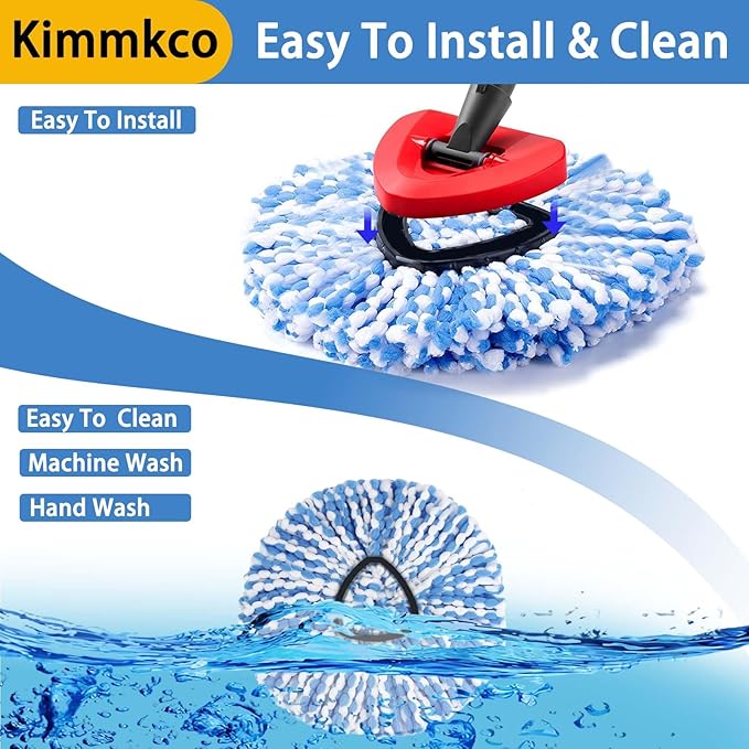 6 Pack Spin Mop Head Replacement for O Ceda RinseClean Spin Mop Refill, Mop Replace Head for Only 2-Tank System, Fluffy Microfiber, Deep Cleaning Machine Washable