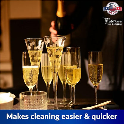 2-Pack Flute & Stemware Wine Glass Cleaning Brush - Dishwasher Safe, Non-Scratch Flute Cleaner for Crystal Glasses, Champagne Glass, Goblet, Wine Decanter - for Bar & Restaurant by FryOilSaver B61C