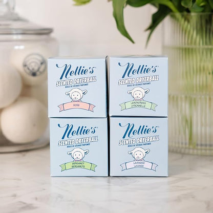 Nellie's Scented Wool Dryerball - Bergamot Scented - Made with 100% Pure New Zealand Wool and Lasts Approximately 50 Drying Loads - Silent in Your Dryer!