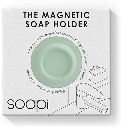 Magnetic Soap Holder – No-Drill Installation – Space-Saving Wall Soap Dish – Wall Mounted, Eco-Friendly Bar Soap Holder – Recycled Ocean Plastic – Stick Anywhere - Soapi (Mint)