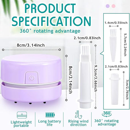 Honoson 2 Pcs Diamond Painting Tool Drill Quicker Picker for Spilled Diamonds 5d Painting Accessories Vacuum Cleaner Mini Table Desktop Sweeper Organizer Clean Art Beads Crumb(Pink, Purple)