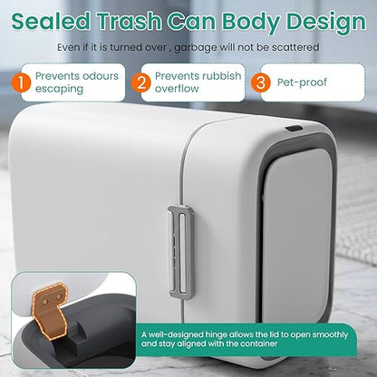 FDW 2.2 Gallon Bathroom Trash Can with Lid,Automatic Sensor Plastic Waste Bin Slim and Small Trash Can for Living Room,Bedroom,Office (Pack of Two)
