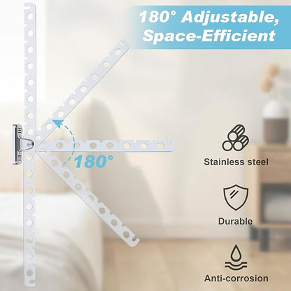 Alise Clothes Drying Rack Wall Mounted Coat Hanger,Folding Hanger Rack Clothes Hook Closet Storage Organizer,Swivel Space Saving Clothes Hanger Rack for Bedroom Bathroom Laundry,Polished Chrome