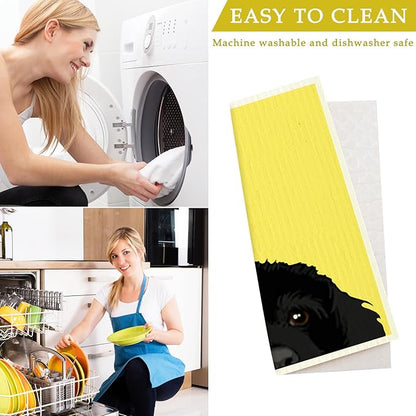 8 Packs Cute Dog Swedish Dishcloths Assorted Puppy Pattern Kitchen Towels Colorful Reusable Cotton Absorbent Dish Towels for Home Party Housewarming Cleaning, 7 x 8 Inch