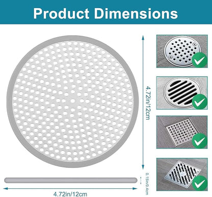 Drain Hair Catcher, 2pcs Round Shower Drain Cover for Bathroom, Drain Strainer, Stainless Steel and Silicone (Round)