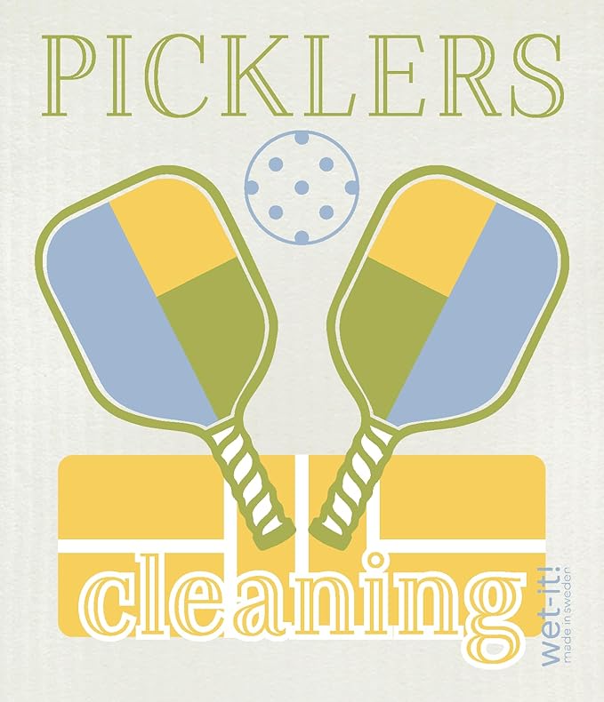 Wet-It! Swedish Dishcloth Set of 2 - Pickleball Paddles and Picklers Design, Highly Absorbent Kitchen Cloths, Perfect for Cleaning and Drying Dishes, Kitchen Essential