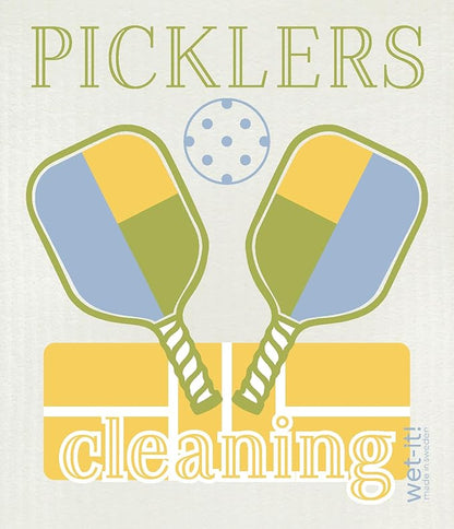Wet-It! Swedish Dishcloth Set of 2 - Pickleball Paddles and Picklers Design, Highly Absorbent Kitchen Cloths, Perfect for Cleaning and Drying Dishes, Kitchen Essential