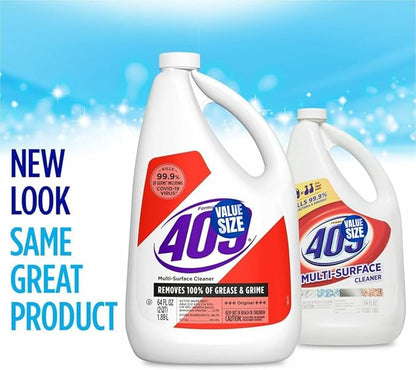 409 Multi Surface Cleaner Spray Refill, Antibacterial All Purpose Cleaner & Disinfectant Spray Kills 99.9% of Germs, Kitchen Bathroom Degreaser, 64 Oz Bottle bundled with Microfiber Cleaning Cloth