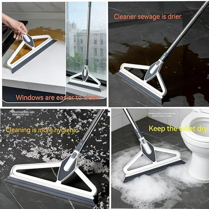 Hands-Free Self Wringing Flat Mop - Microfiber Floor Cleaning Tool with Washable Pads, Scrub Brush, Squeegee (1 Mop+6 Pads+1 Brush+1 Glass Wiper)