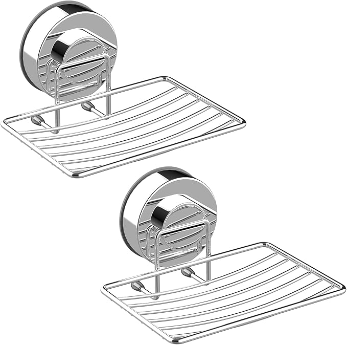 Top-Spring Super Powerful Vacuum Suction Cup Shower Soap Dish Holder, 304 Stainless Steel Bar Soap Sponge Holder for Shower, Bathroom and Kitchen Sink