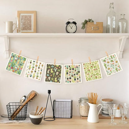 Cactus Swedish Dish Cloths 6 Pack Reusable Compostable Kitchen Cloth,Cellulose Sponge Dish Cloths Dish Towel Set
