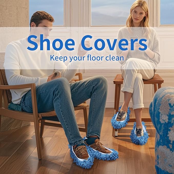 5 Pairs Large Mop Slippers for Floor Cleaning Supplies 10 PCS Washable Microfiber Mop Socks Reusable Mopping Slippers
