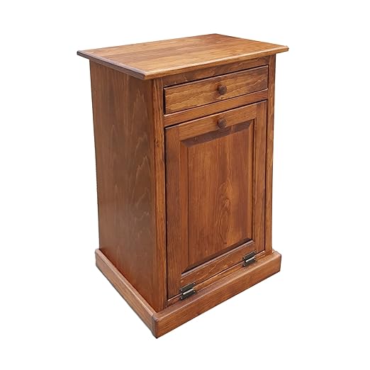 Peaceful Classics Trash Bin Cabinet - Handmade Hideaway Cabinet for Trash Cans - Decorative Bathroom Trash Can, Office Trash Can, and Bedroom Trash Can - Wooden Tilt Out Trash Bin (Cherry)