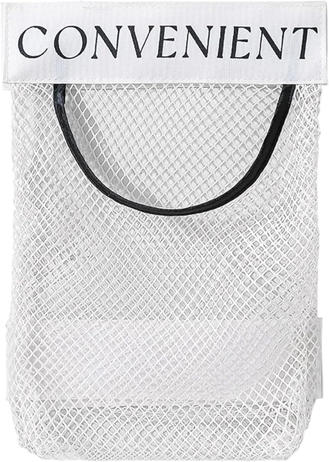 2 Pack Trash Bag Holder Dispenser Sticky Wall Mount Mesh Convenient Storage Organizer for Home Kitchen Grocery Plastic Shopping Garbage Bags Reusable Produce Tote Bag