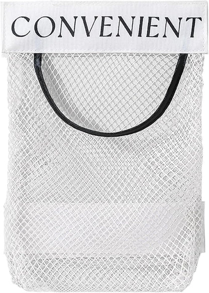 2 Pack Trash Bag Holder Dispenser Sticky Wall Mount Mesh Convenient Storage Organizer for Home Kitchen Grocery Plastic Shopping Garbage Bags Reusable Produce Tote Bag