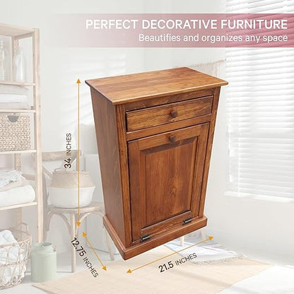 Peaceful Classics Trash Bin Cabinet - Handmade Hideaway Cabinet for Trash Cans - Decorative Bathroom Trash Can, Office Trash Can, and Bedroom Trash Can - Wooden Tilt Out Trash Bin (Cherry)